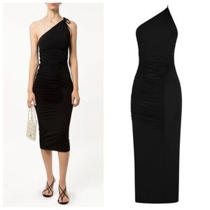 MATERIEL TBILISI Designer One Shoulder Ruched Dress Black Sz XS New Without Tag